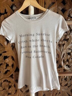 Wildfox White Graphic Tee with Black Text